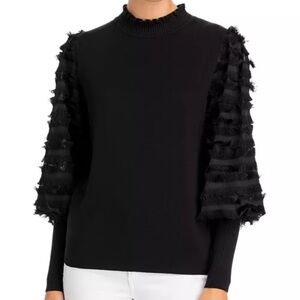 Siani Milano Sweater Women’s Small Black Long Bishop Sleeves w/Tassel Fringe